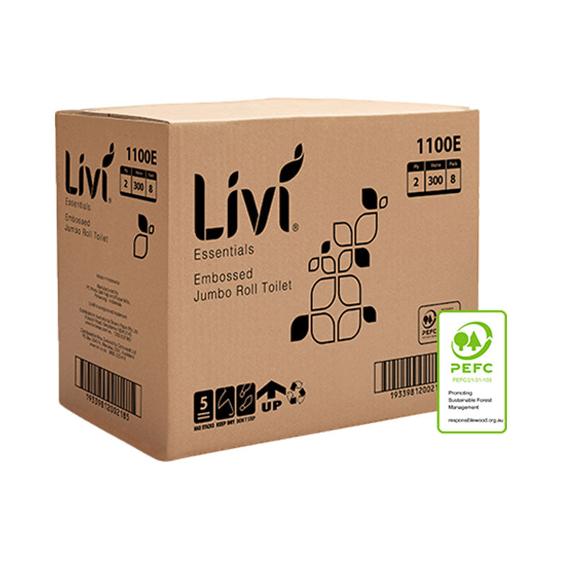 Livi Essentials Jumbo Toilet Tissue 2-Ply 300 Meters