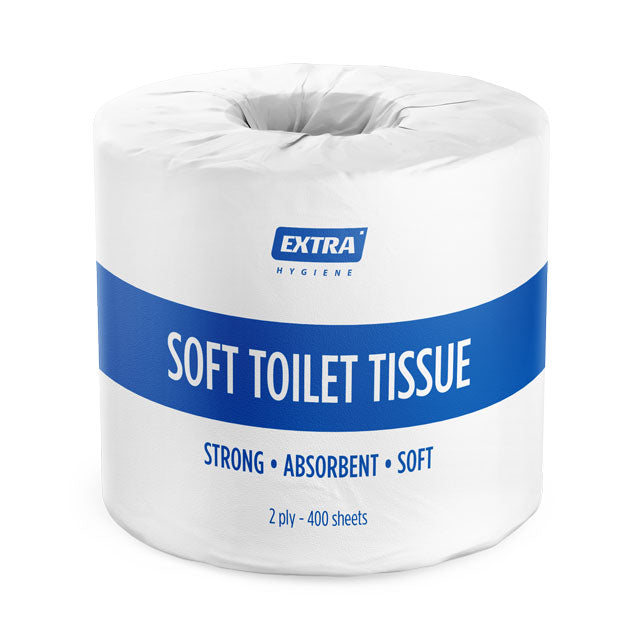 Extra Hygiene Soft Toilet Tissue Paper Roll 2-Ply 400 Sheets 48 Pack