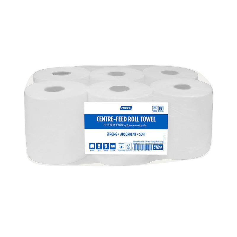 Extra Hygiene Centre-Feed Hand Roll Towel 300 Meters 6 Rolls