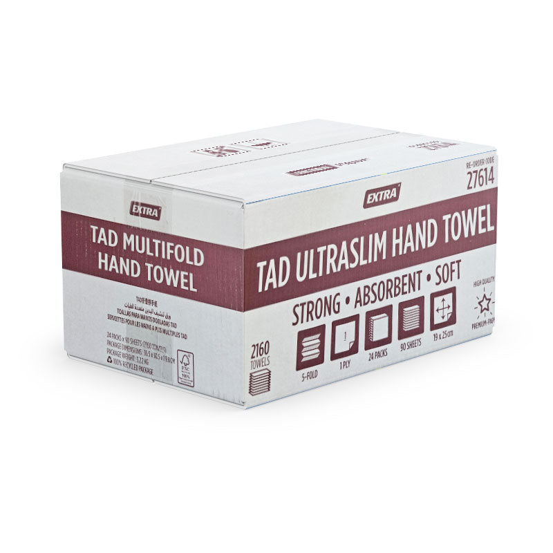Extra Hygiene TAD Interleaved Compact Hand Towels, 2160 Sheets