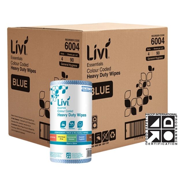 Livi Essentials Commercial Disposable Wipes, 90 Sheets, Blue
