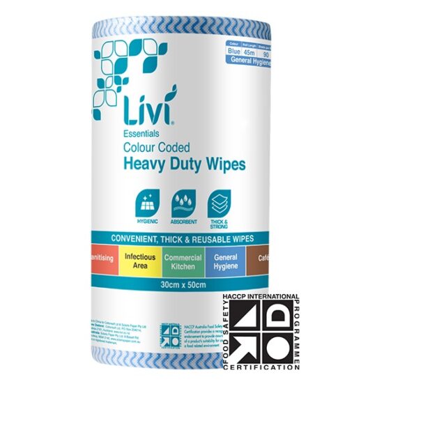 Livi Essentials Commercial Disposable Wipes, 90 Sheets, Blue