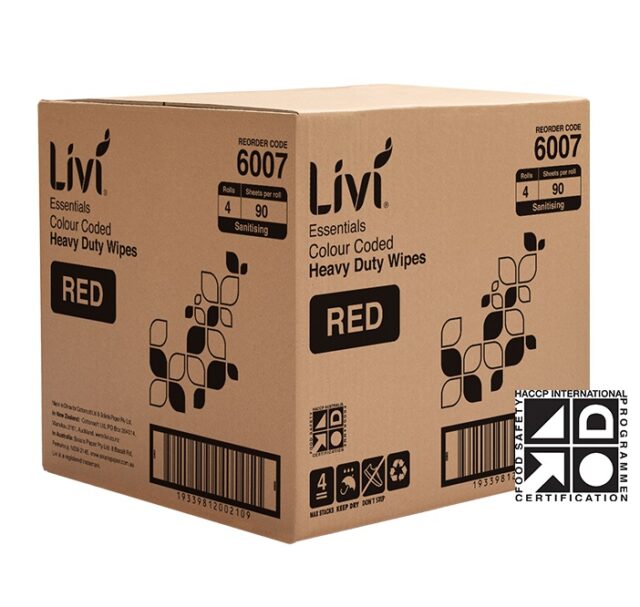 Livi Essentials Commercial Disposable Wipes, 90 Sheets, Red