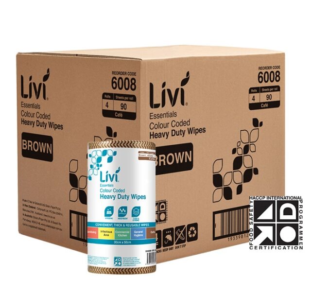 Livi Essentials Commercial Disposable Wipes, 90 Sheets, Brown