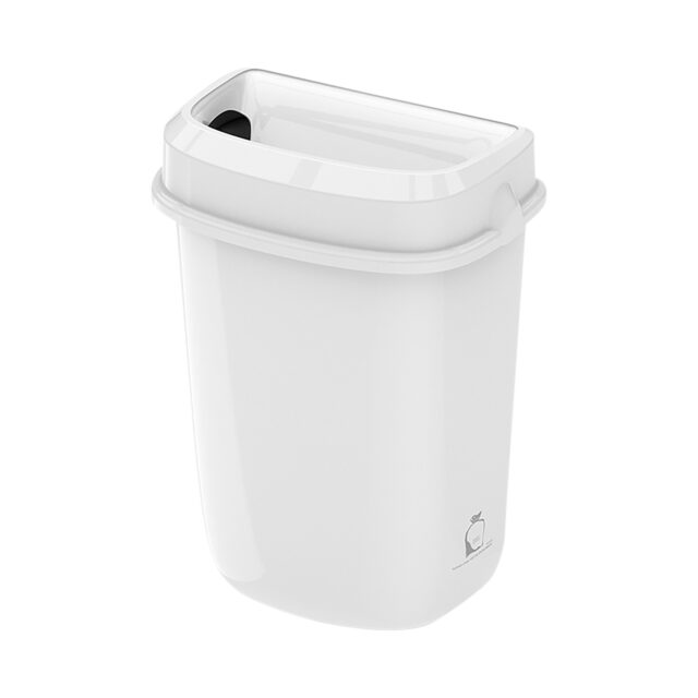 Multi Curved Trash Bin, Floor Standing or Wall Mounted, White, 32 L