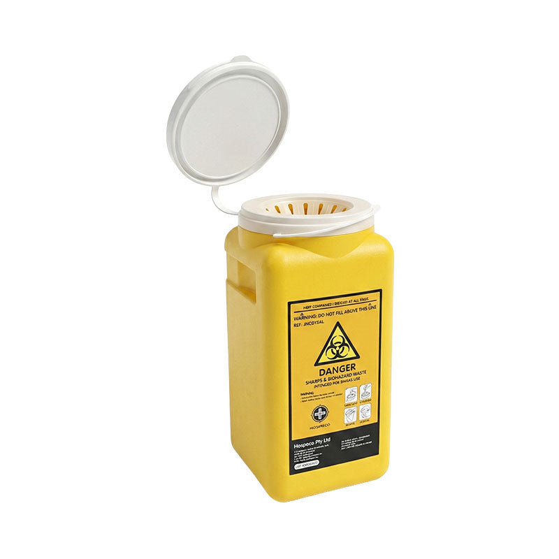Hospeco 1.4L Sharps Container - Needle and Syringe Disposal (Yellow)