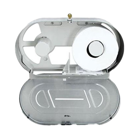 Stainless Steel 2 Station Double Jumbo Toilet Paper Roll Dispenser