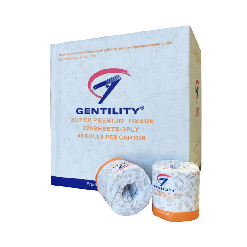 Gentility Super Premium 3ply 220sheets Toilet Paper 48 rolls per carton