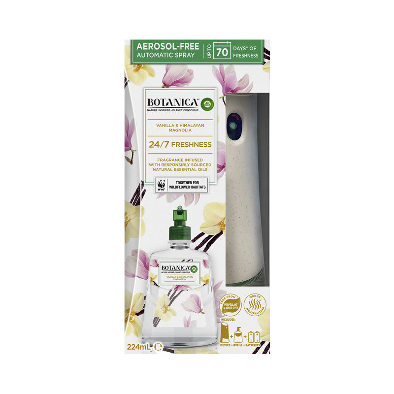 Botanica by Air Wick Vanilla & Himalayan Magnolia Automatic Spray Starter Kit