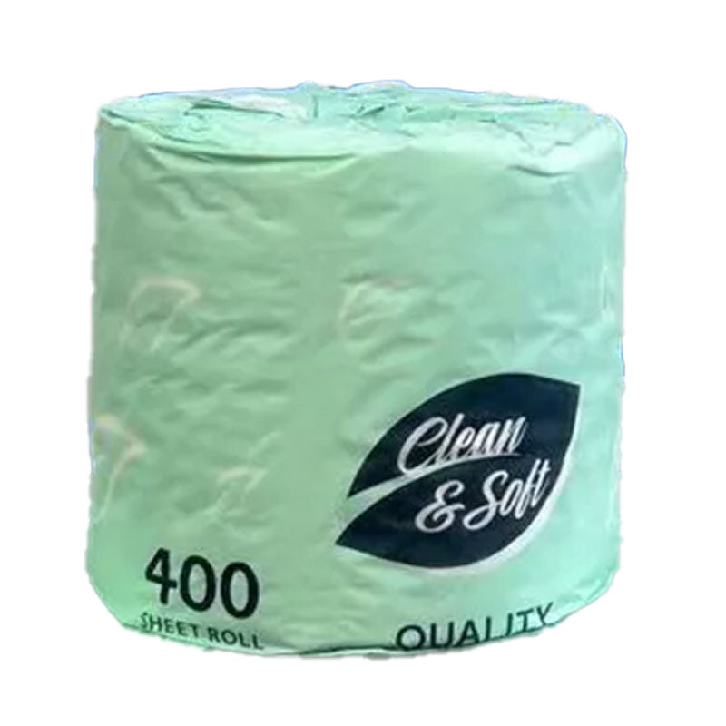 Clean and Soft Premium Toilet Paper Roll 2-Ply 400 Sheets