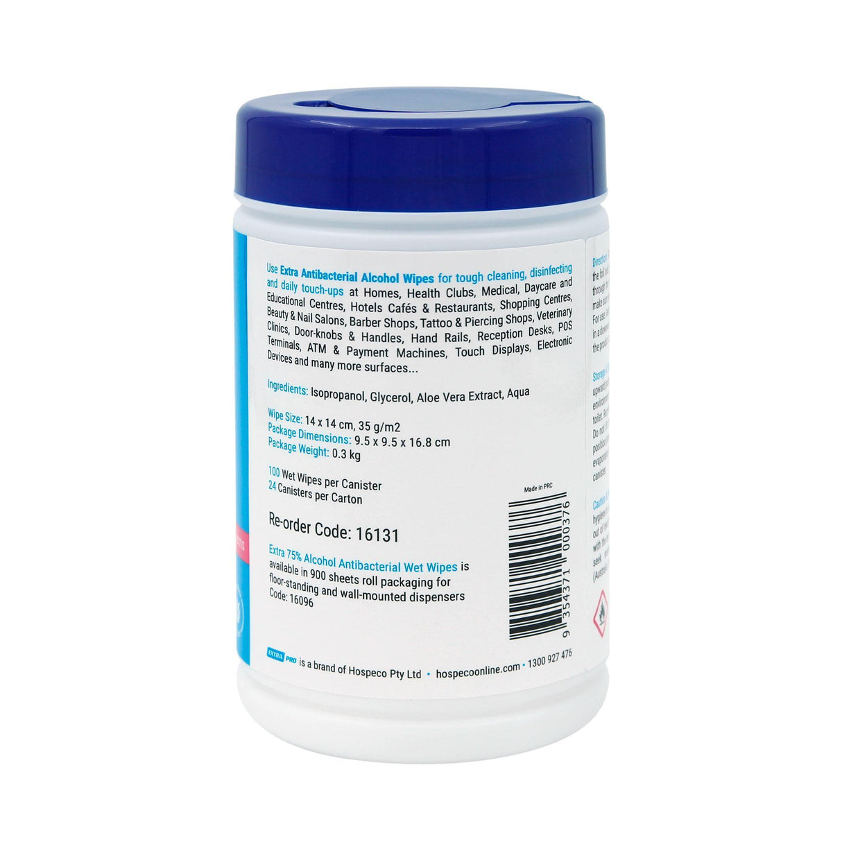 Extra Hygiene Antibacterial 75% Alcohol Wet Wipes Tub 100 Wipes