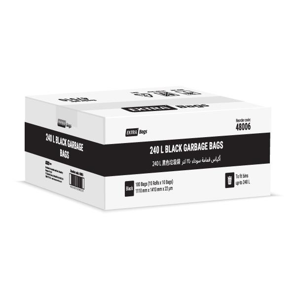 Extra Bags 240L Black Garbage Bags box closed