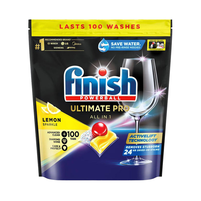 Finish Ultimate Pro All In 1 Dishwashing Tablets Lemon Sparkle 100 Pack