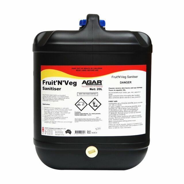 Agar Fruit’N’Veg Sanitiser, 20L