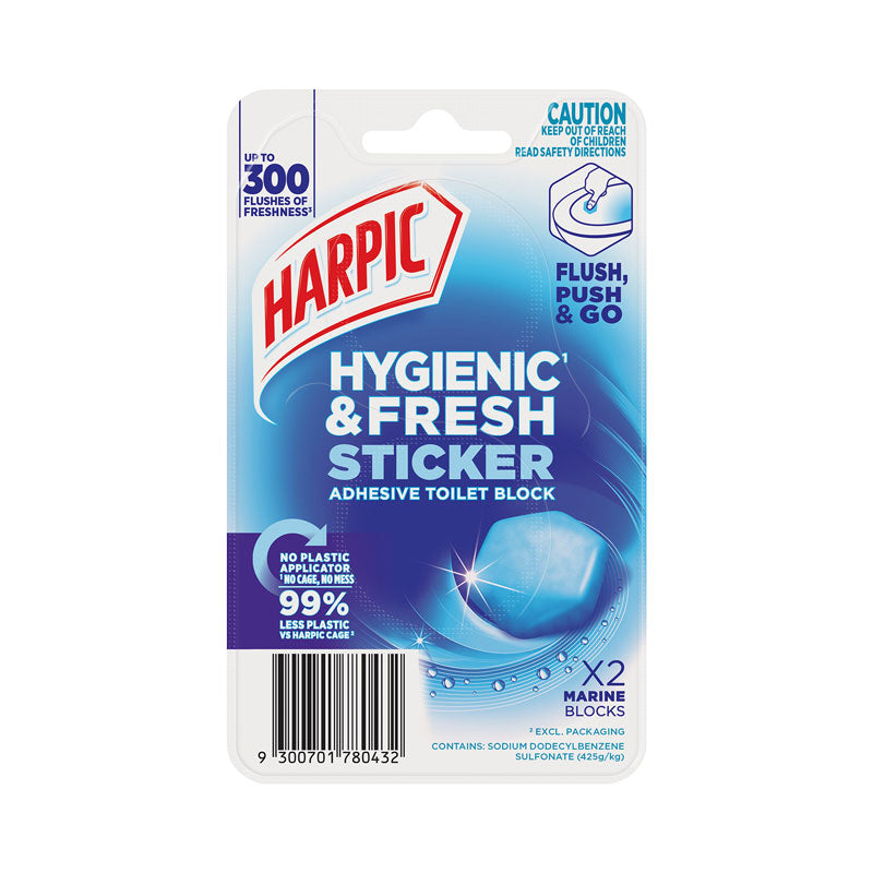 Harpic Hygienic & Fresh Sticker Toilet Block Marine 2 Pack