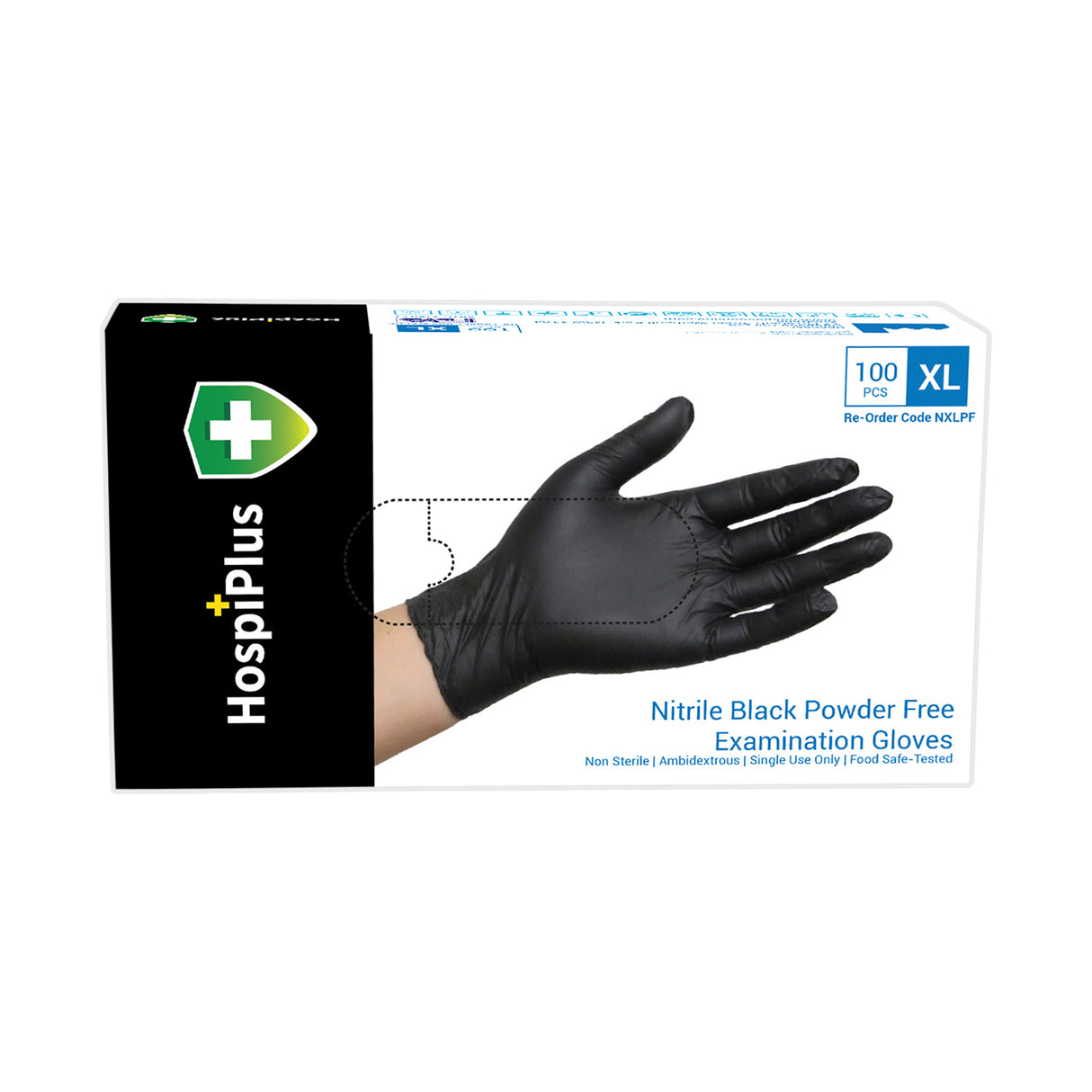 HospiPlus Black Nitrile Powder-Free Gloves