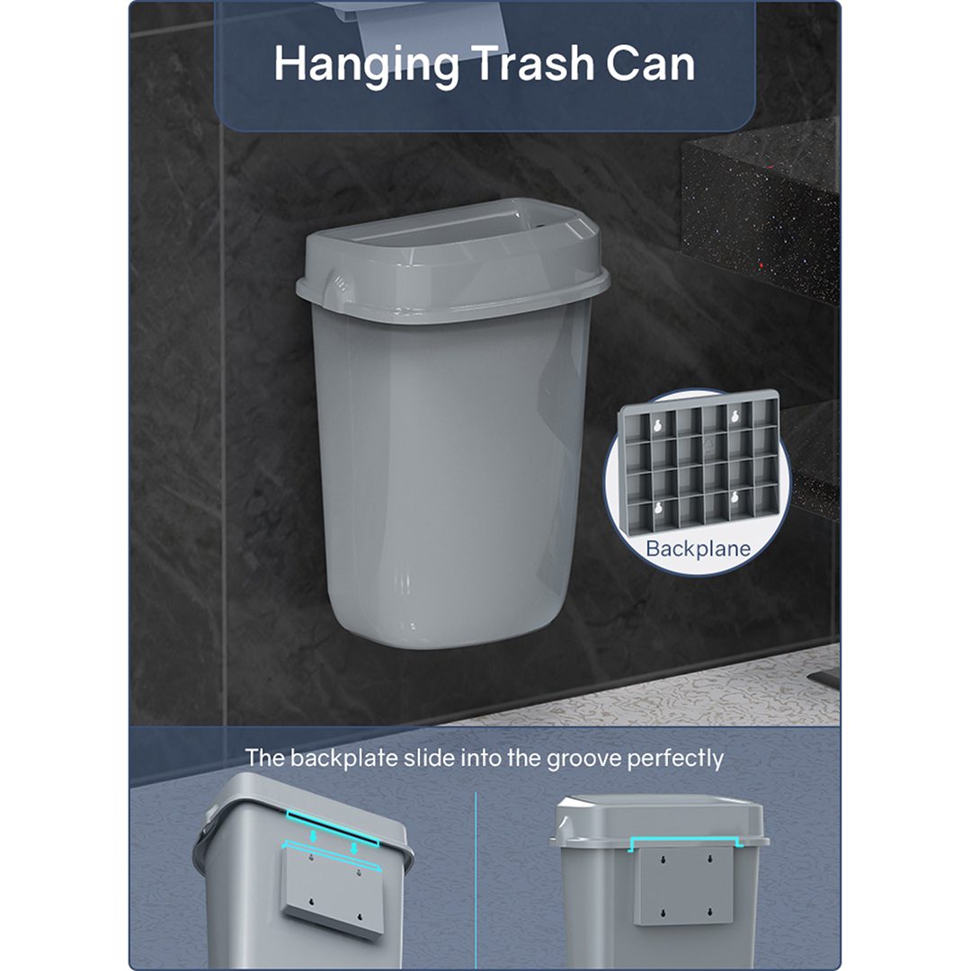 Multi Curved Trash Bin, Floor Standing or Wall Mounted, Black, 32L