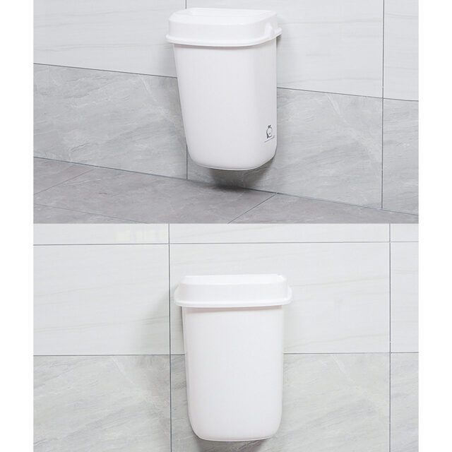 Multi Curved Trash Bin, Floor Standing or Wall Mounted, White, 32 L