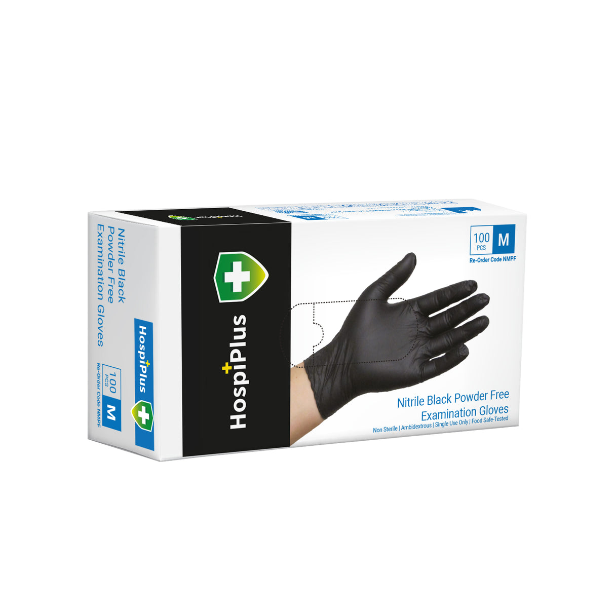 HospiPlus Black Nitrile Powder-Free Gloves