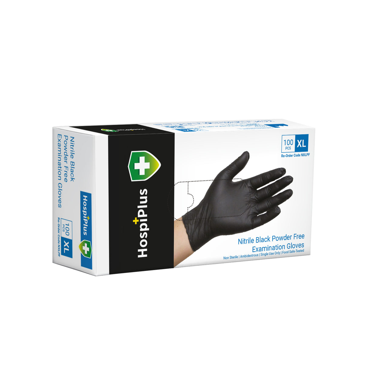 HospiPlus Black Nitrile Powder-Free Gloves