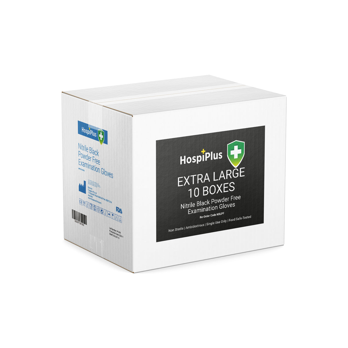 HospiPlus Black Nitrile Powder-Free Gloves