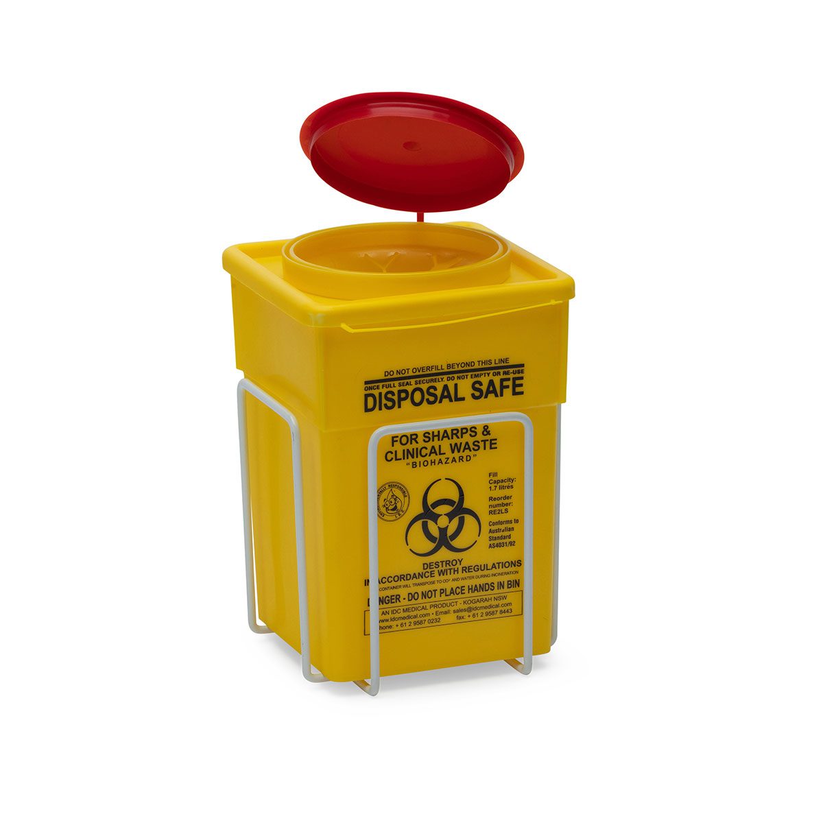 IDC Medical Non-Spill Snap Lid Sharps Container 2L
