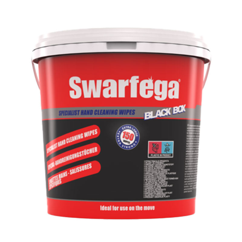 Swarfega Black Box Heavy Duty Hand Cleaning Wipes Tub, 150 Wipes