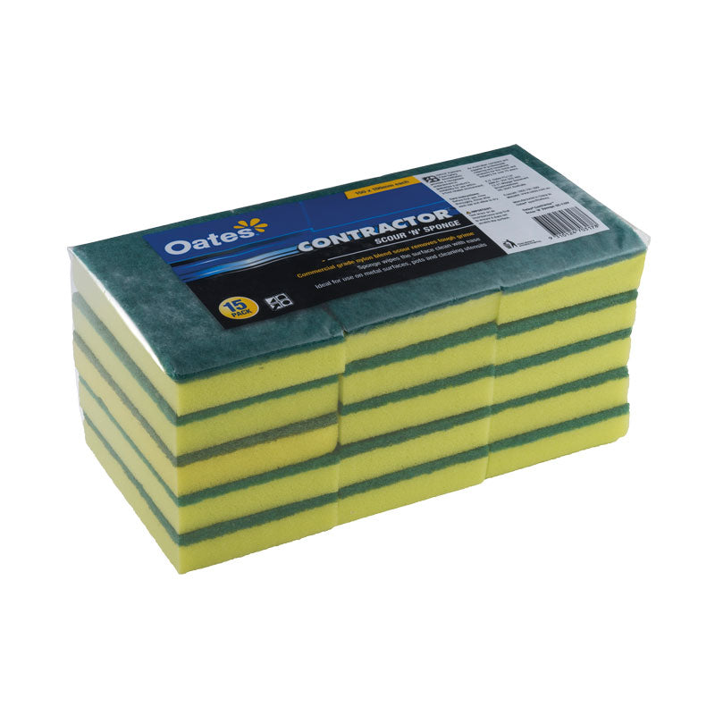 Oates Contractor Scour 'N' Sponge, 15 Pack