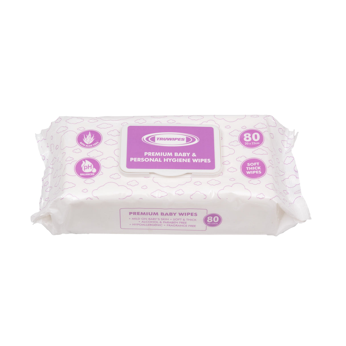 Truwipes Premium Baby & Personal Hygiene Wipes, 80-Pack