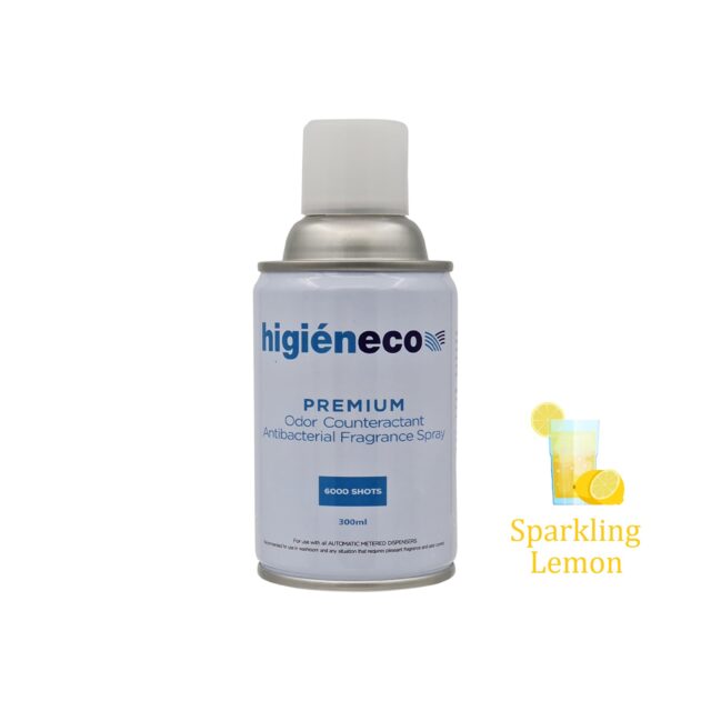 Higieneco Sparkling Lemon Automatic Aerosol Air Freshener Fragrance Refill, Antibacterial, 300mL