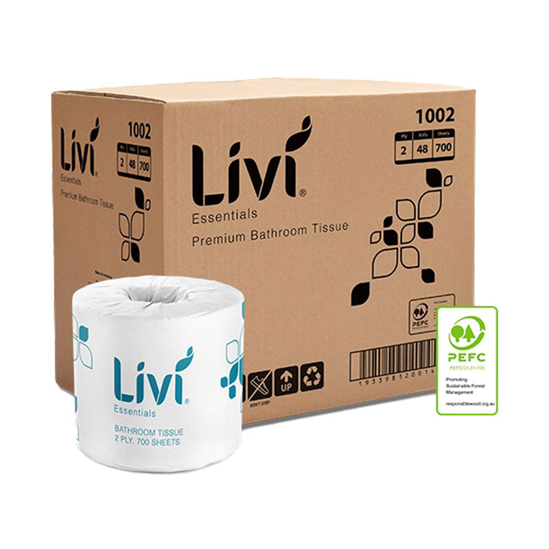 Livi Essentials Toilet Tissue 2 Ply 700 Sheets 48 Rolls