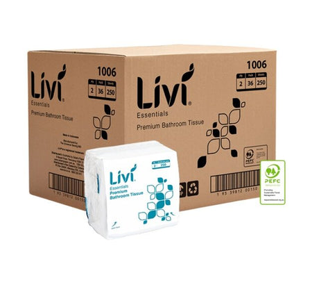 Livi Essentials Interleaved Toilet Tissue 2 Ply 250 Sheets