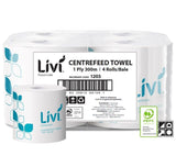 Livi Essentials Centrefeed Hand Towel Roll 1 Ply 300m