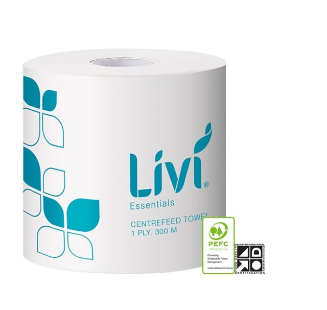 Livi Essentials Centrefeed Hand Towel Roll 1 Ply 300m