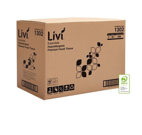 Livi Essentials Hypoallergenic Facial Tissues 2 Ply 200 Sheets