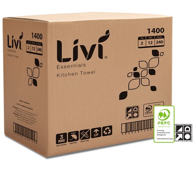 Livi Essentials Kitchen Towel Roll 2 Ply 240 Sheets