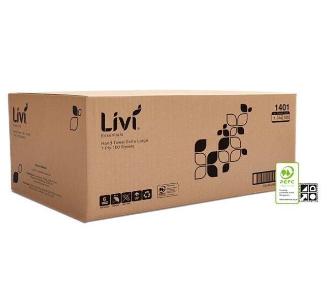 Livi Essentials Hand Towel Extra Large 1 Ply 100 Sheets