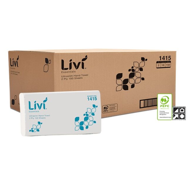 Livi Essentials Ultraslim Hand Towel 2 Ply 150 Sheets - 1415