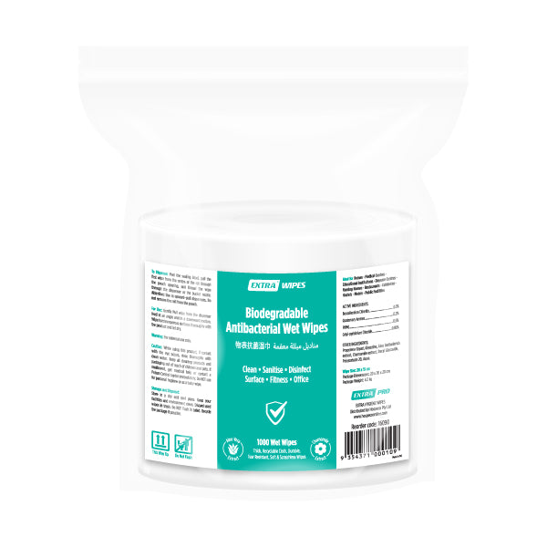 Extra Biodegradable Antibacterial Surface Wet Wipes, 1000s