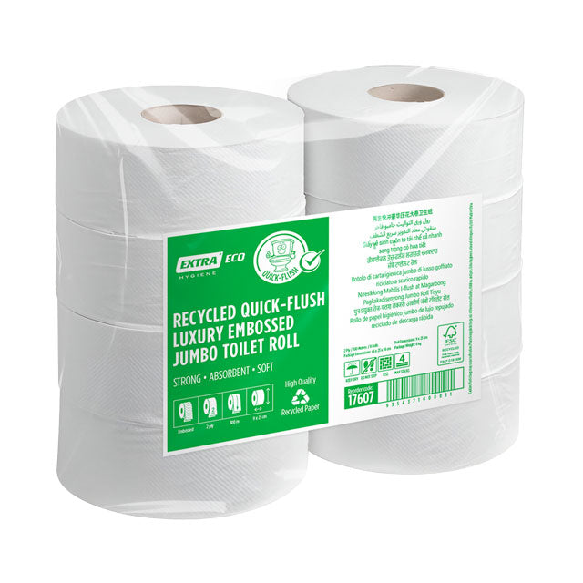 Extra Hygiene Recycled Jumbo Toilet Paper 2-Ply 300 Meters 8 Rolls
