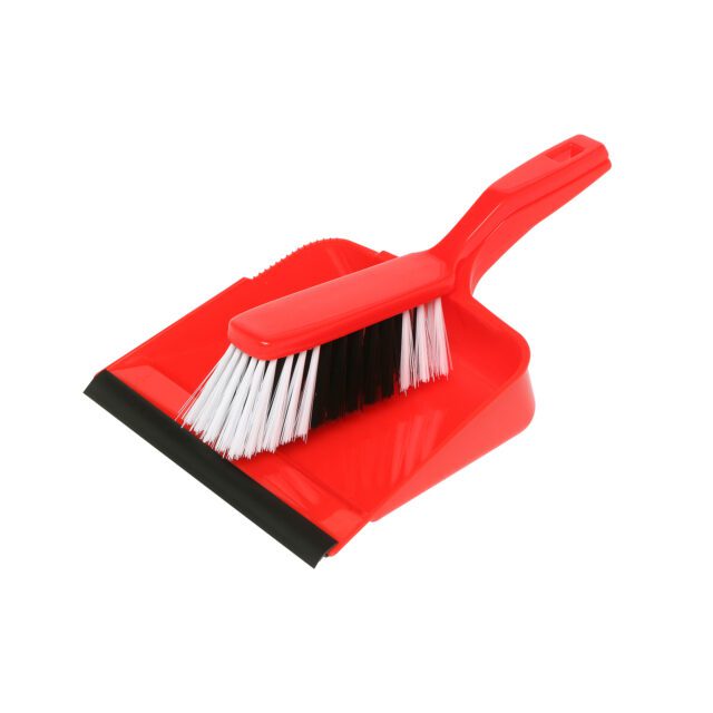 Edco Dust Pan & Brush Set, Red