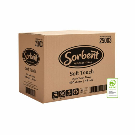 Sorbent Professional Soft Touch Toilet Tissue 2 Ply 400 Sheets