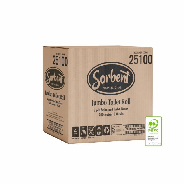 Sorbent Professional Jumbo Toilet Tissue 2 Ply 250m