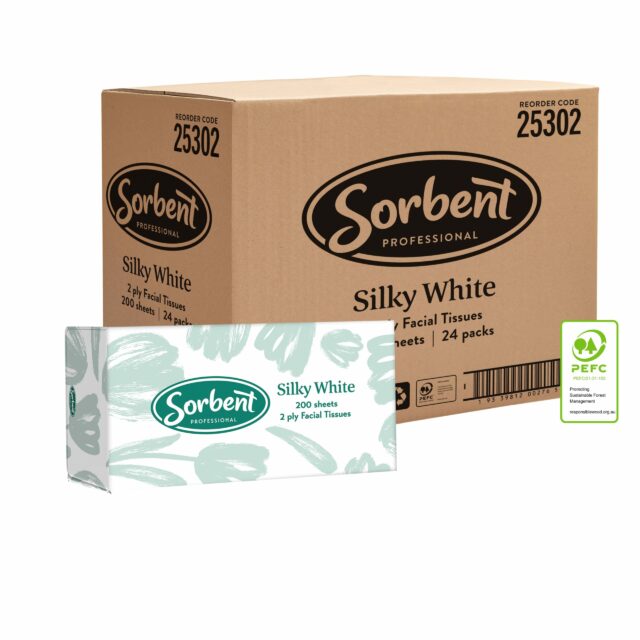 Sorbent Professional Silky White Facial Tissue 2 Ply 200 Sheets