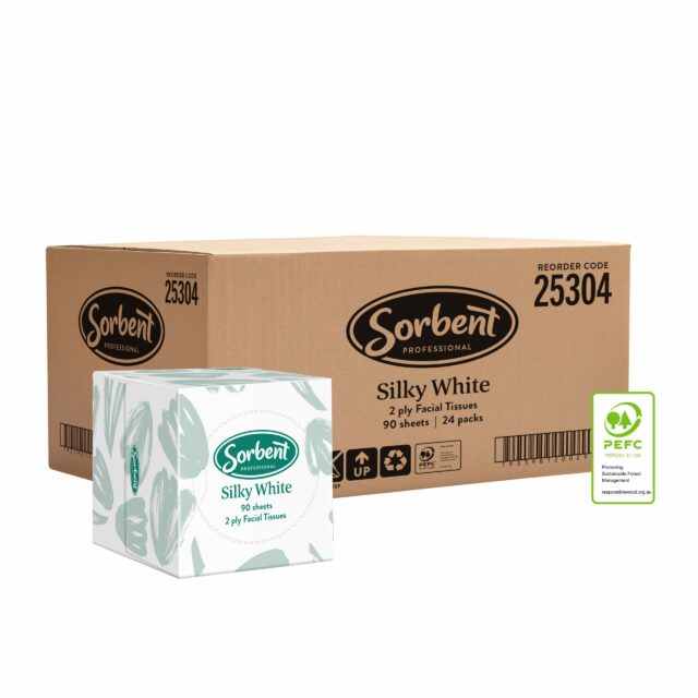 Sorbent Professional Silky White Facial Tissue 2 Ply 90 Sheets Cub