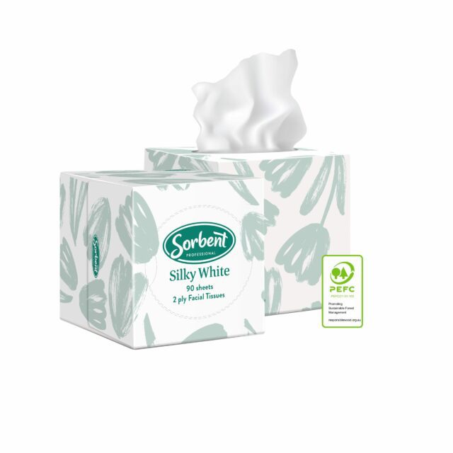 Sorbent Professional Silky White Facial Tissue 2 Ply 90 Sheets Cub