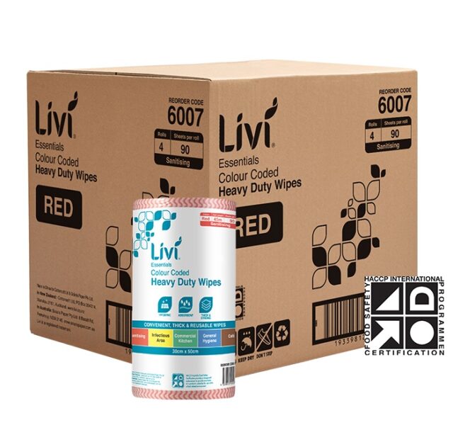 Livi Commercial Disposable Sanitising Wipes, 90 Sheets, Red