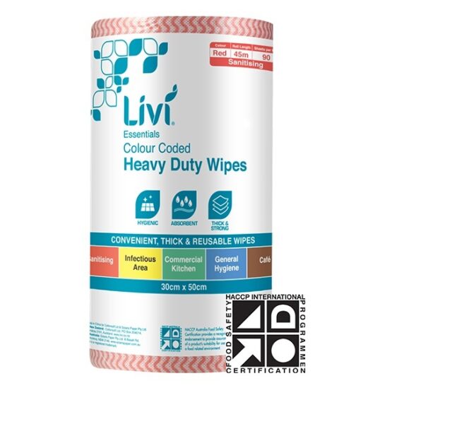 Livi Commercial Disposable Sanitising Wipes, 90 Sheets, Red