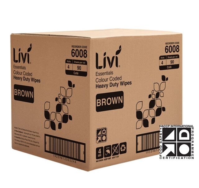 Livi Essentials Commercial Cafe and Restaurant Wipes, 90 Sheets, Brown