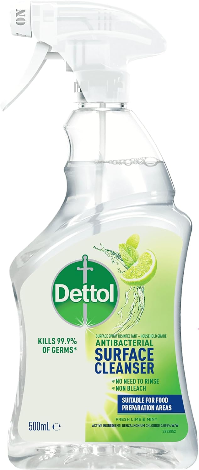 Dettol Antibacterial Surface Cleanser Spray Lime Mint Disinfectant, 500mL